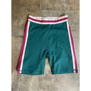 wilo nwot aqua teal green with pink pinstripe bike shorts extra small